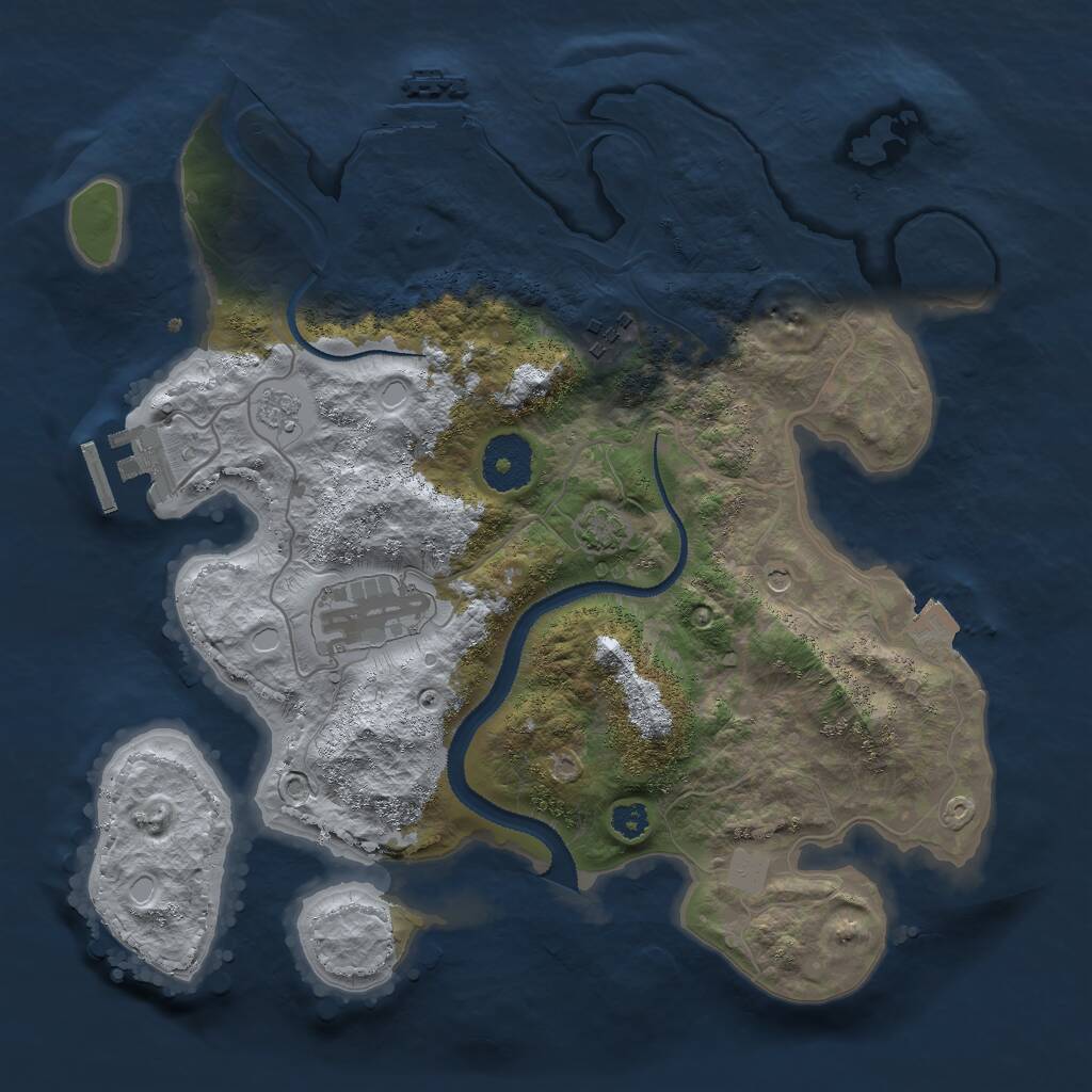 Rust Map: Procedural Map, Size: 3000, Seed: 1293380135, 8 Monuments