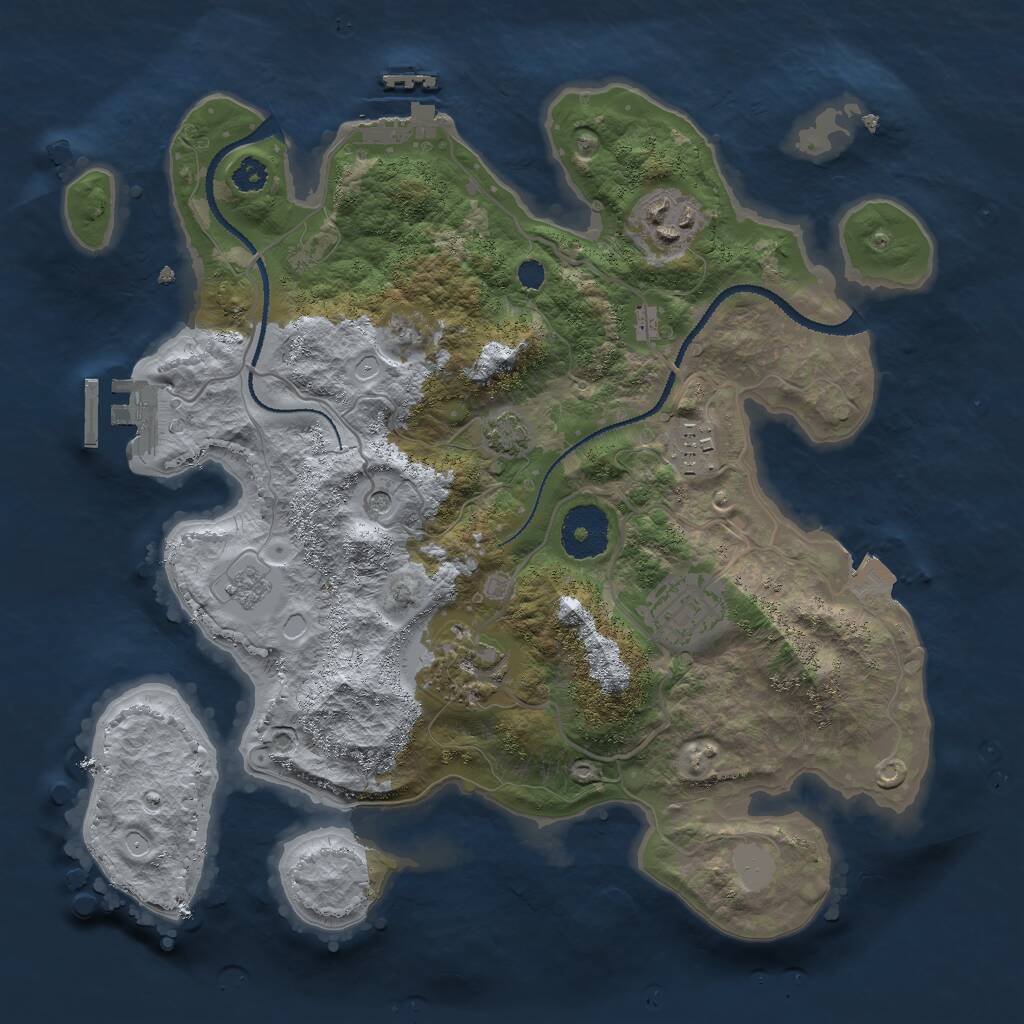 Rust Map: Procedural Map, Size: 3000, Seed: 1293380135, 10 Monuments