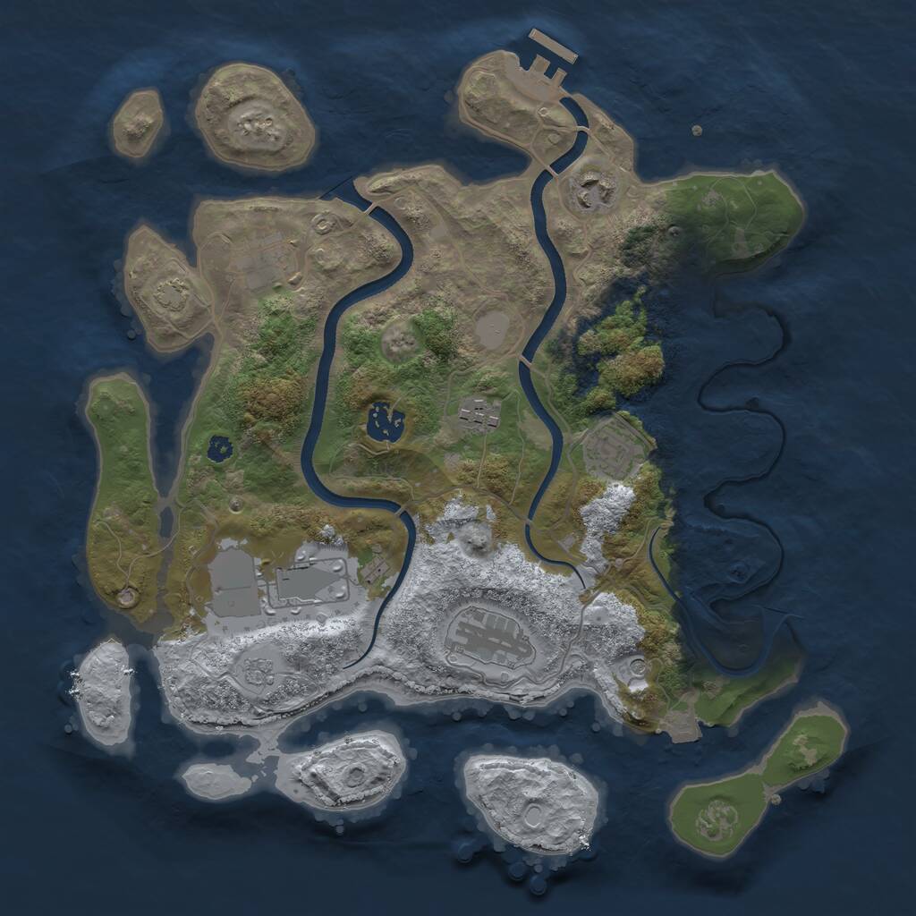 Rust Map: Procedural Map, Size: 3500, Seed: 1112392491, 12 Monuments