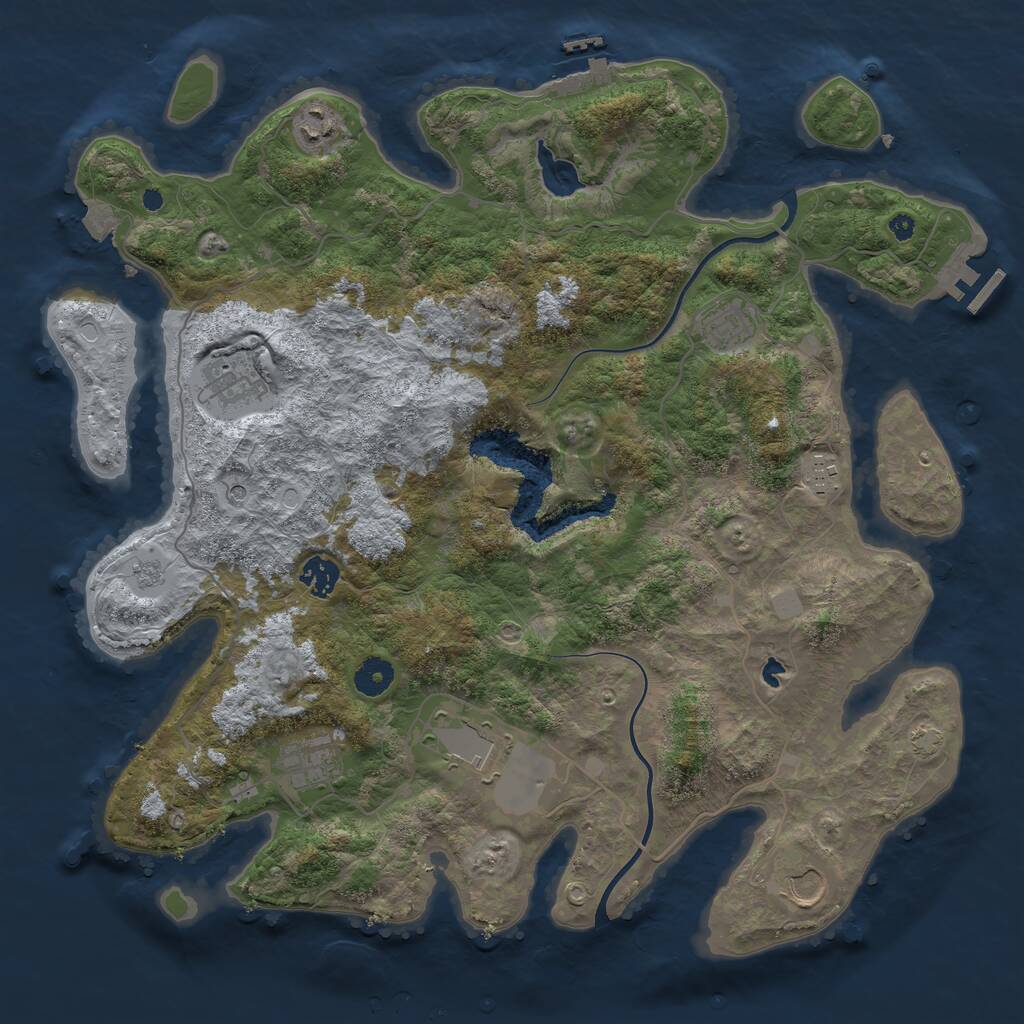 Rust Map: Procedural Map, Size: 4000, Seed: 110824, 14 Monuments