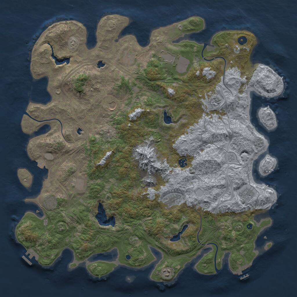 Rust Map: Procedural Map, Size: 5000, Seed: 7253, 17 Monuments