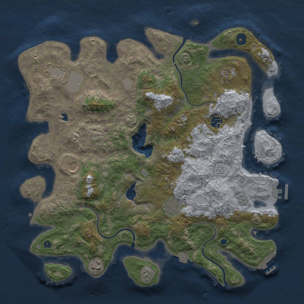 Rust Map: Procedural Map, Size: 4050, Seed: 1915107124, 13 Monuments