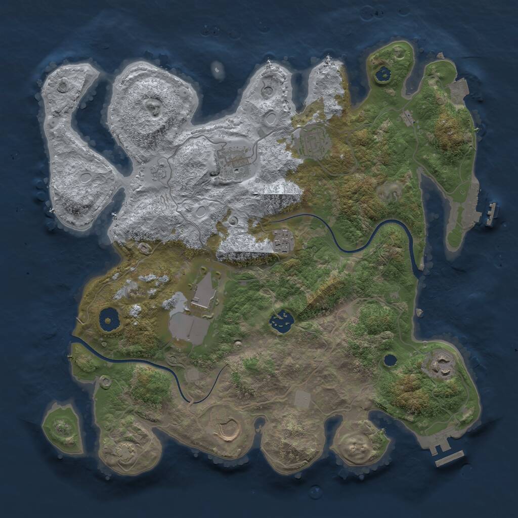 Rust Map: Procedural Map, Size: 3500, Seed: 17433226, 13 Monuments