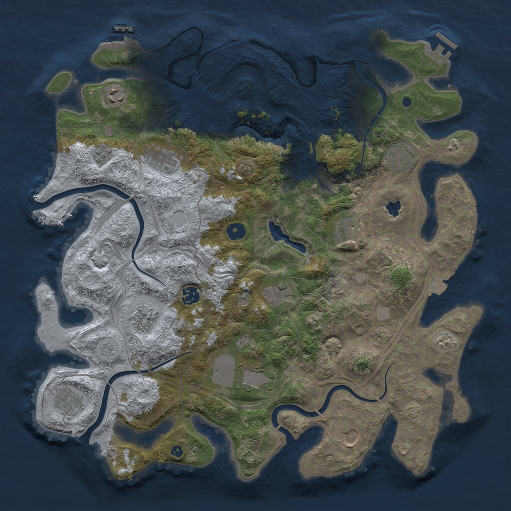 Rust Map: Procedural Map, Size: 4250, Seed: 1446861947, 17 Monuments