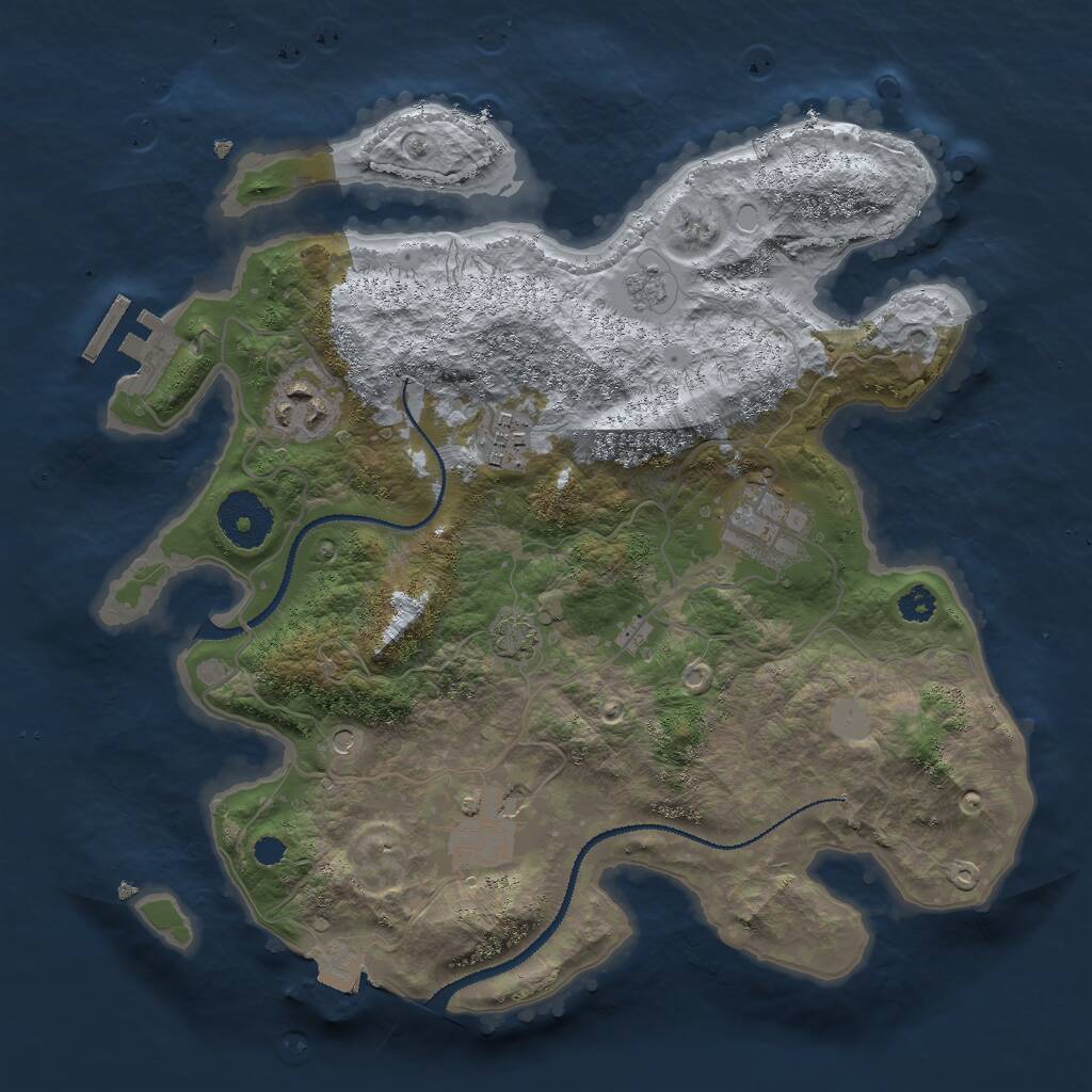 Rust Map: Procedural Map, Size: 3000, Seed: 69406464, 9 Monuments