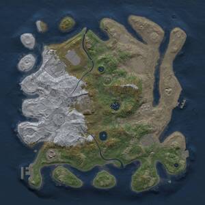 Thumbnail Rust Map: Procedural Map, Size: 3500, Seed: 1914120508, 13 Monuments