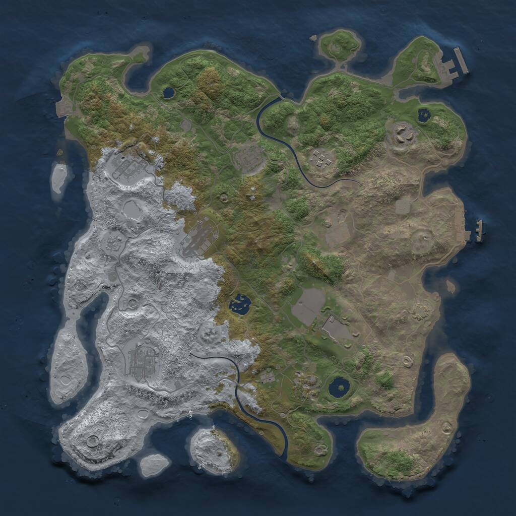 Rust Map: Procedural Map, Size: 3800, Seed: 53875235, 16 Monuments