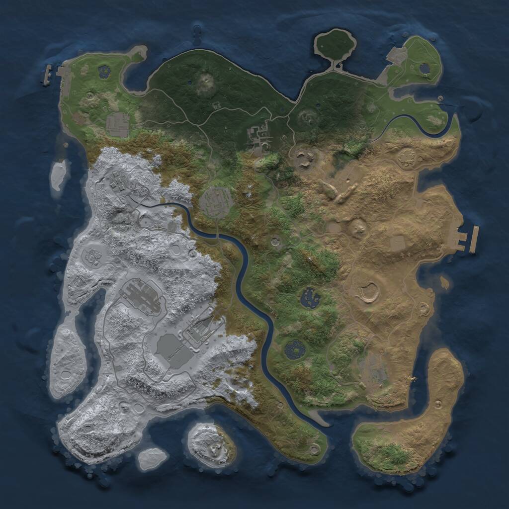 Rust Map: Procedural Map, Size: 3800, Seed: 53875235, 16 Monuments