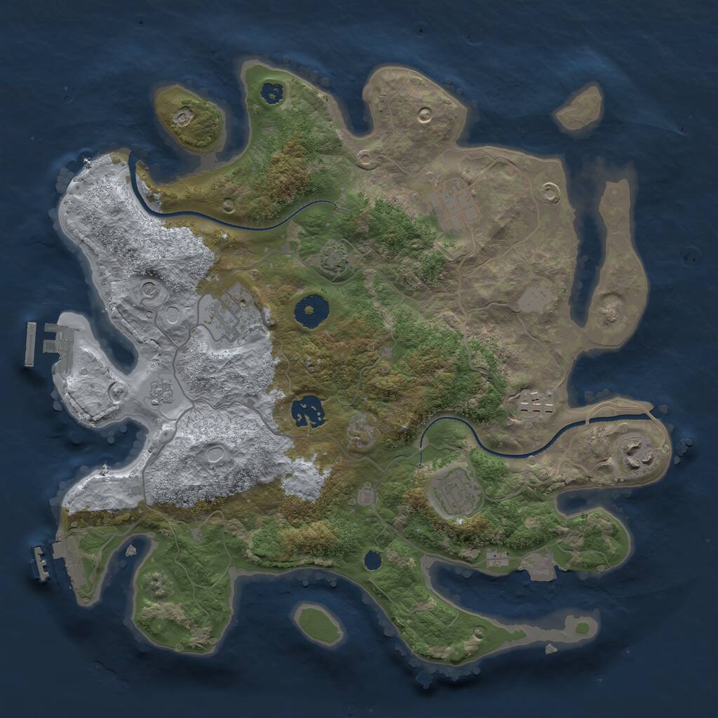 Rust Map: Procedural Map, Size: 3250, Seed: 4145863, 12 Monuments