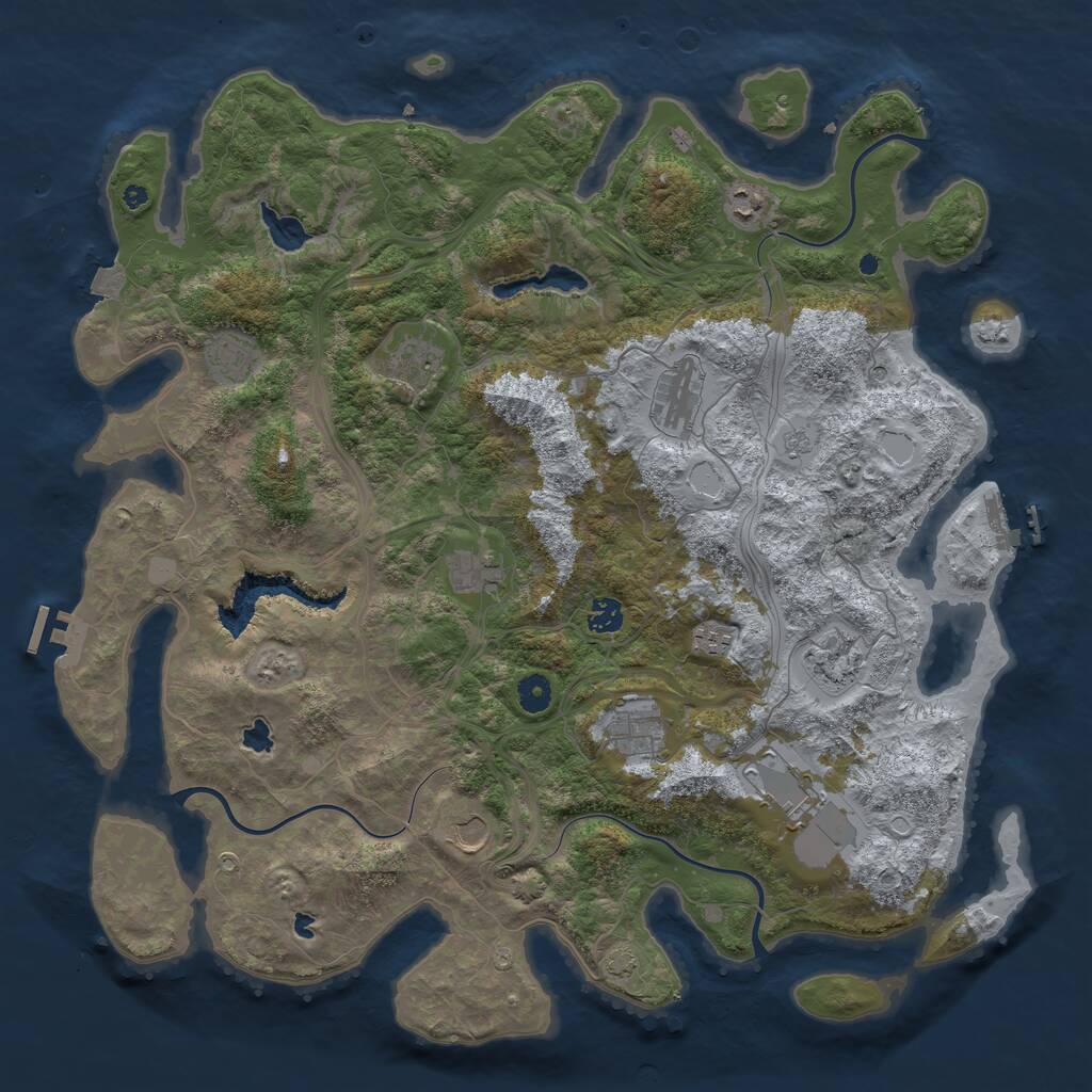 Rust Map: Procedural Map, Size: 4500, Seed: 1379517211, 17 Monuments