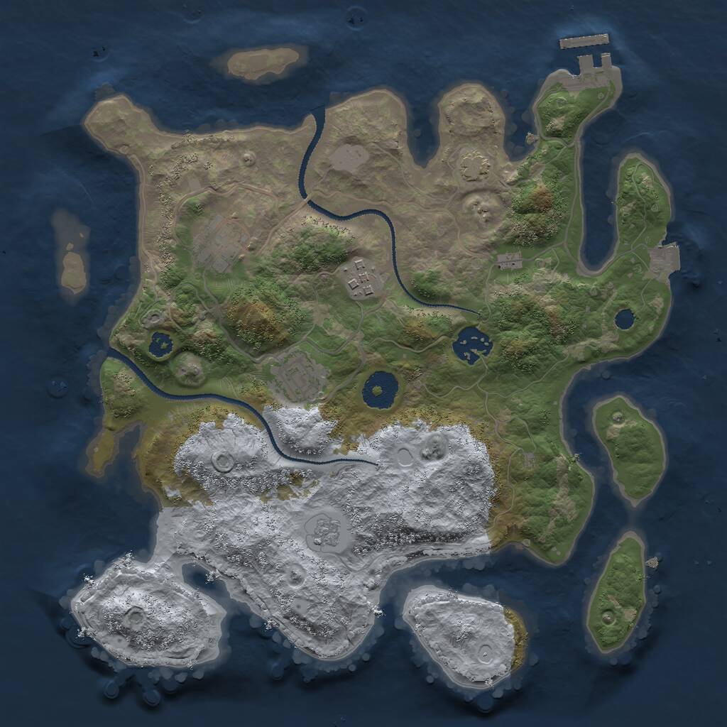 Rust Map: Procedural Map, Size: 3000, Seed: 18138, 8 Monuments