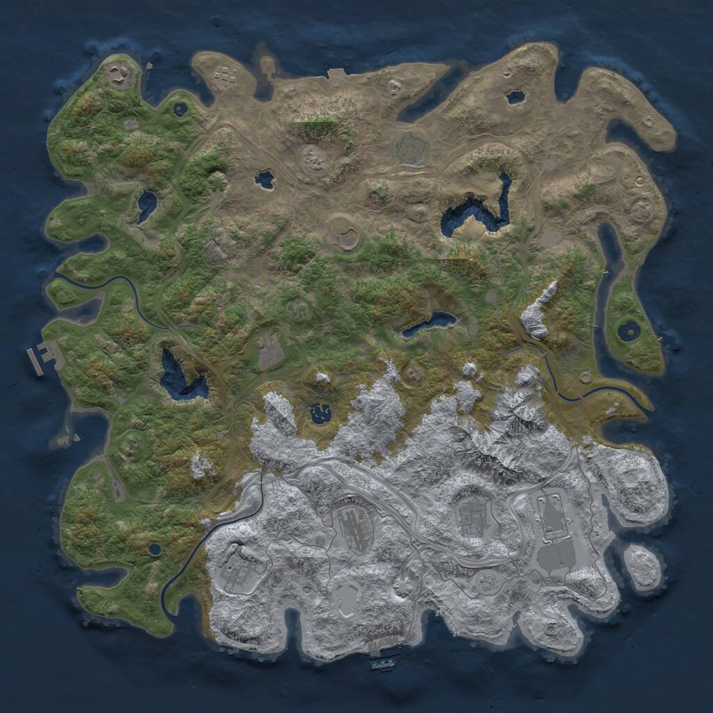 Rust Map: Procedural Map, Size: 5000, Seed: 666999666, 16 Monuments