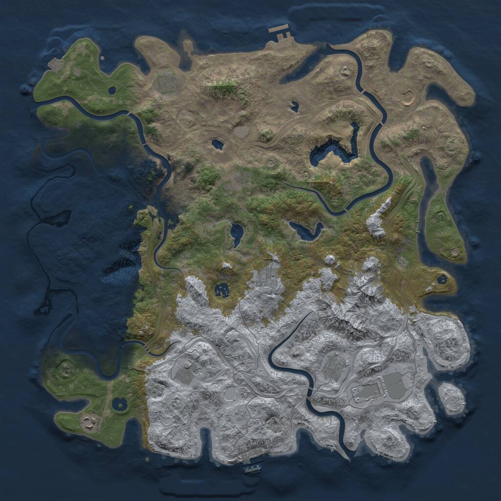 Rust Map: Procedural Map, Size: 5000, Seed: 666999666, 16 Monuments