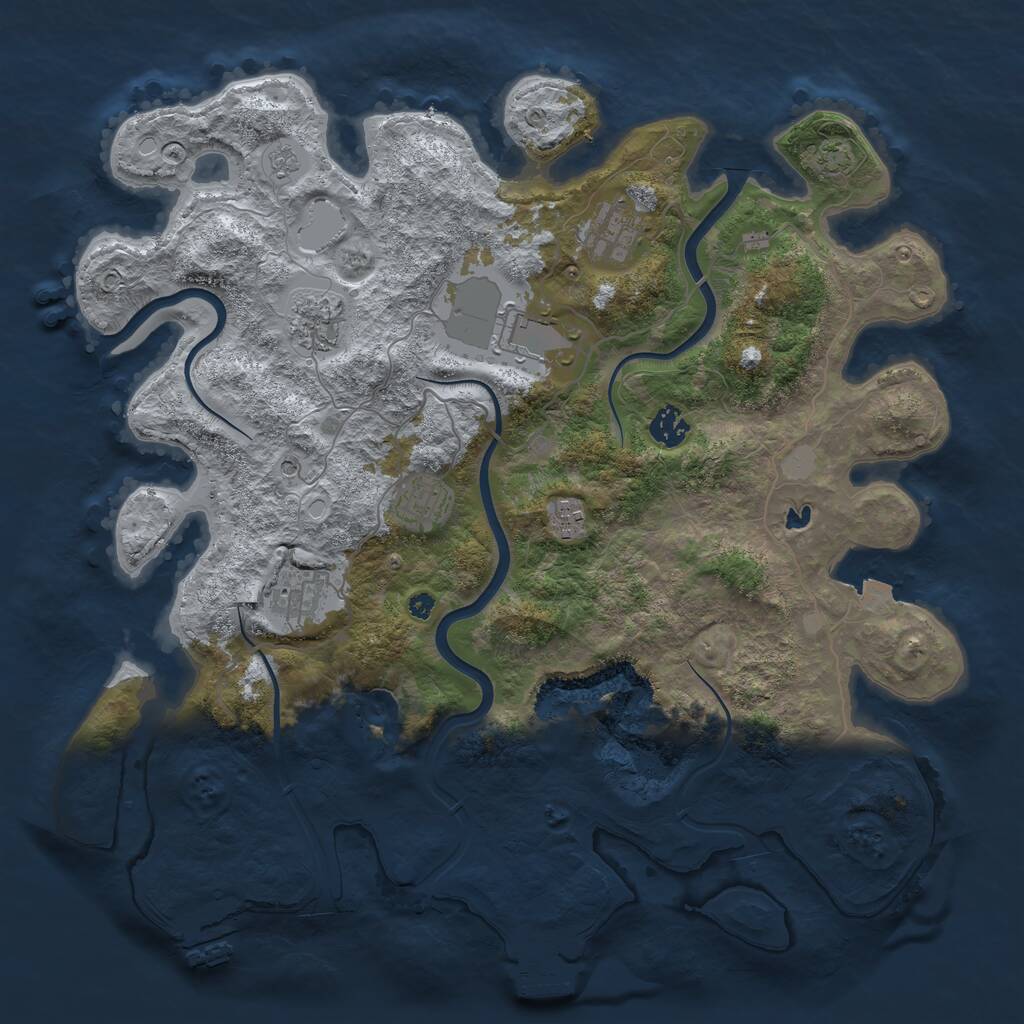 Rust Map: Procedural Map, Size: 4000, Seed: 1394207534, 13 Monuments