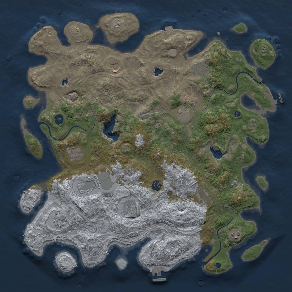 Rust Map: Procedural Map, Size: 4500, Seed: 1559229542, 17 Monuments