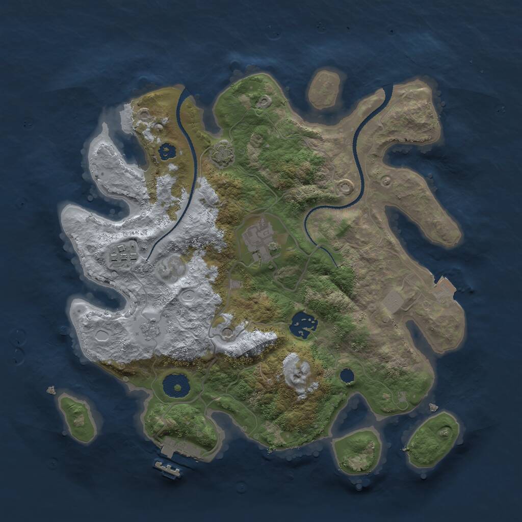 Rust Map: Procedural Map, Size: 3000, Seed: 4693, 8 Monuments