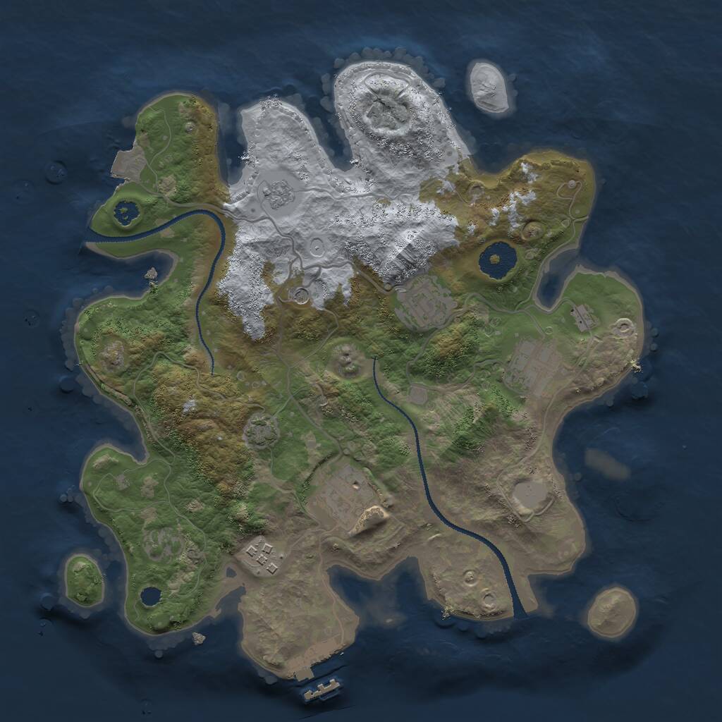 Rust Map: Procedural Map, Size: 3000, Seed: 78876, 9 Monuments