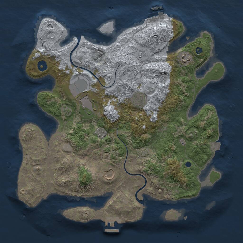 Rust Map: Procedural Map, Size: 3500, Seed: 345345345, 11 Monuments