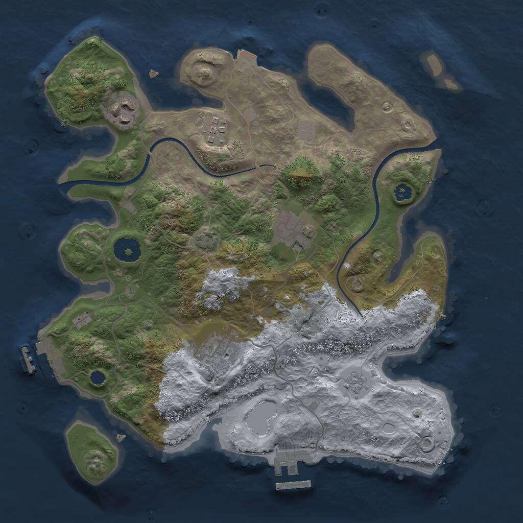 Rust Map: Procedural Map, Size: 3000, Seed: 516817798, 9 Monuments