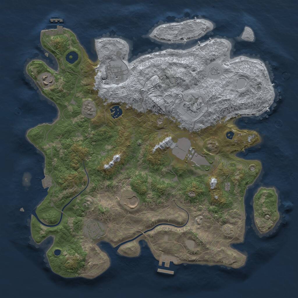 Rust Map: Procedural Map, Size: 3700, Seed: 97834567, 13 Monuments