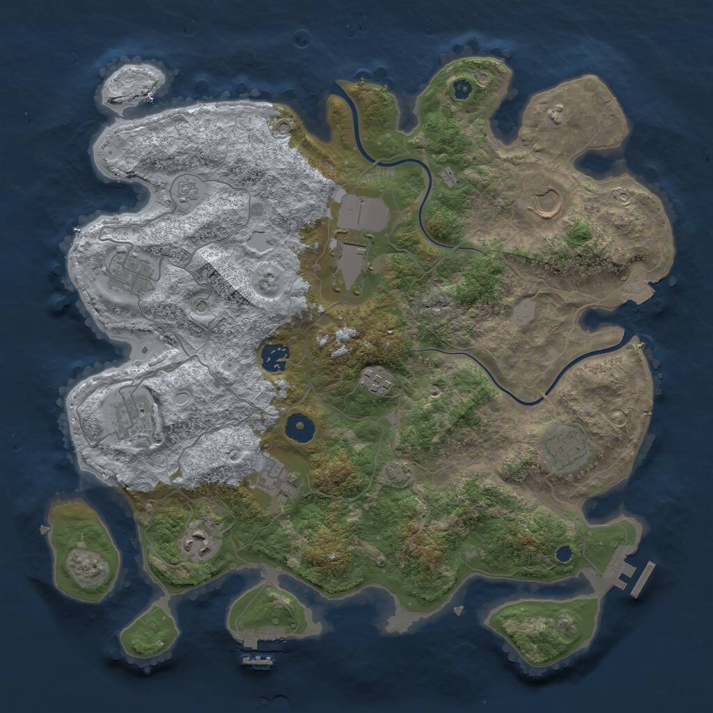 Rust Map: Procedural Map, Size: 3700, Seed: 1381821352, 15 Monuments