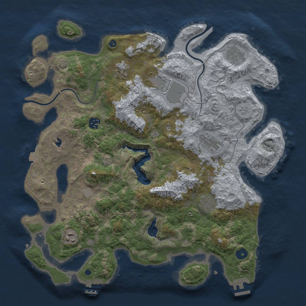 Rust Map: Procedural Map, Size: 4000, Seed: 422972, 13 Monuments