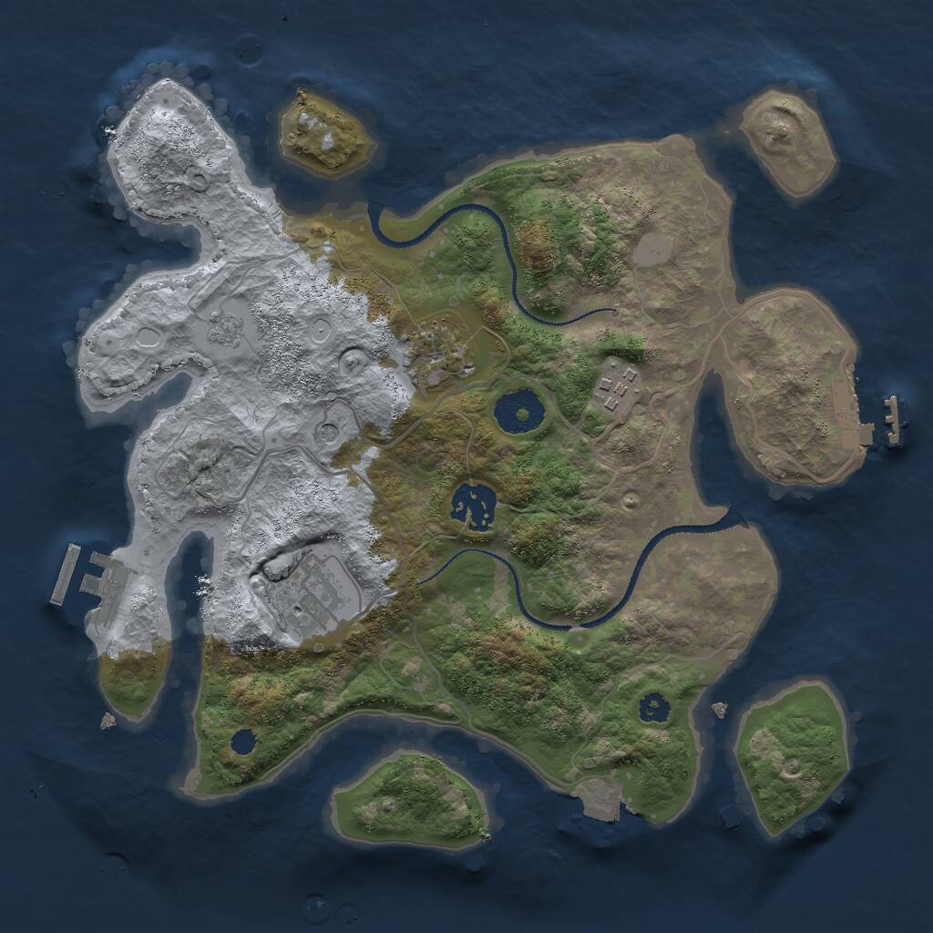 Rust Map: Procedural Map, Size: 3000, Seed: 495016383, 9 Monuments