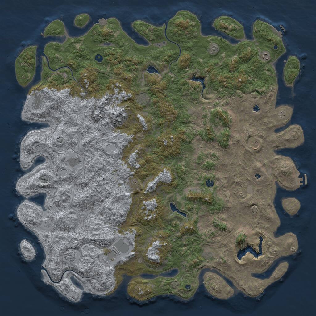 Rust Map: Procedural Map, Size: 6000, Seed: 1935076097, 17 Monuments