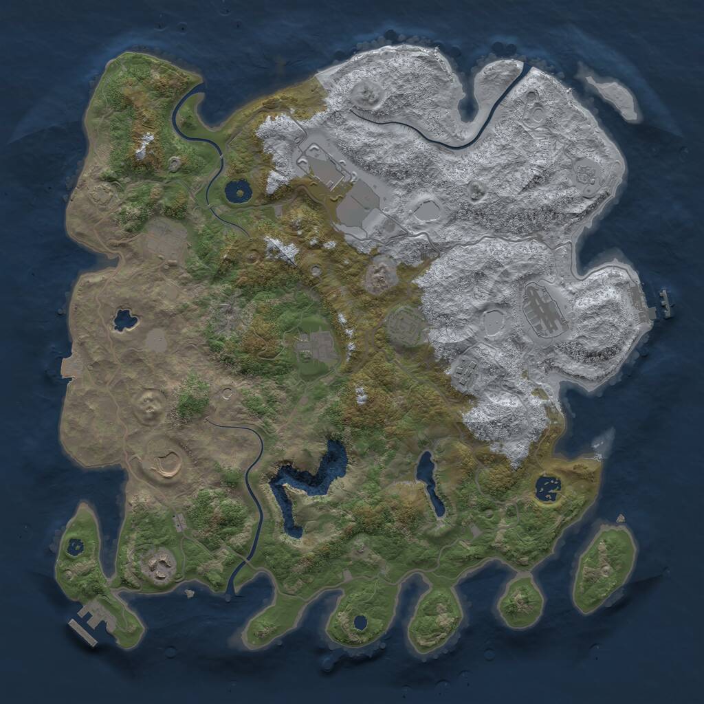Rust Map: Procedural Map, Size: 4100, Seed: 1979250495, 15 Monuments