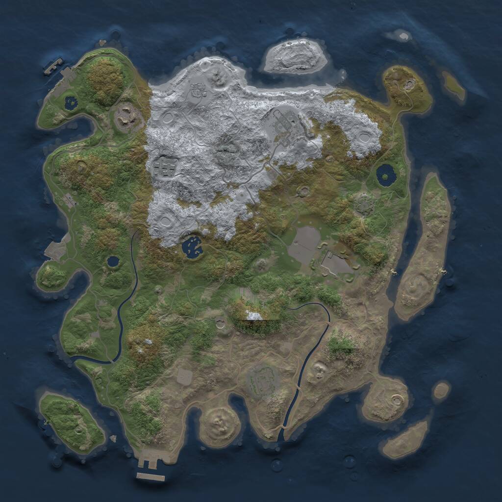 Rust Map: Procedural Map, Size: 3600, Seed: 20911, 12 Monuments