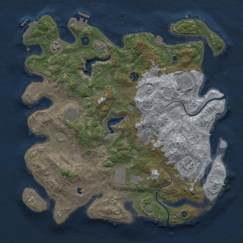 Rust Map: Procedural Map, Size: 4000, Seed: 8821, 14 Monuments