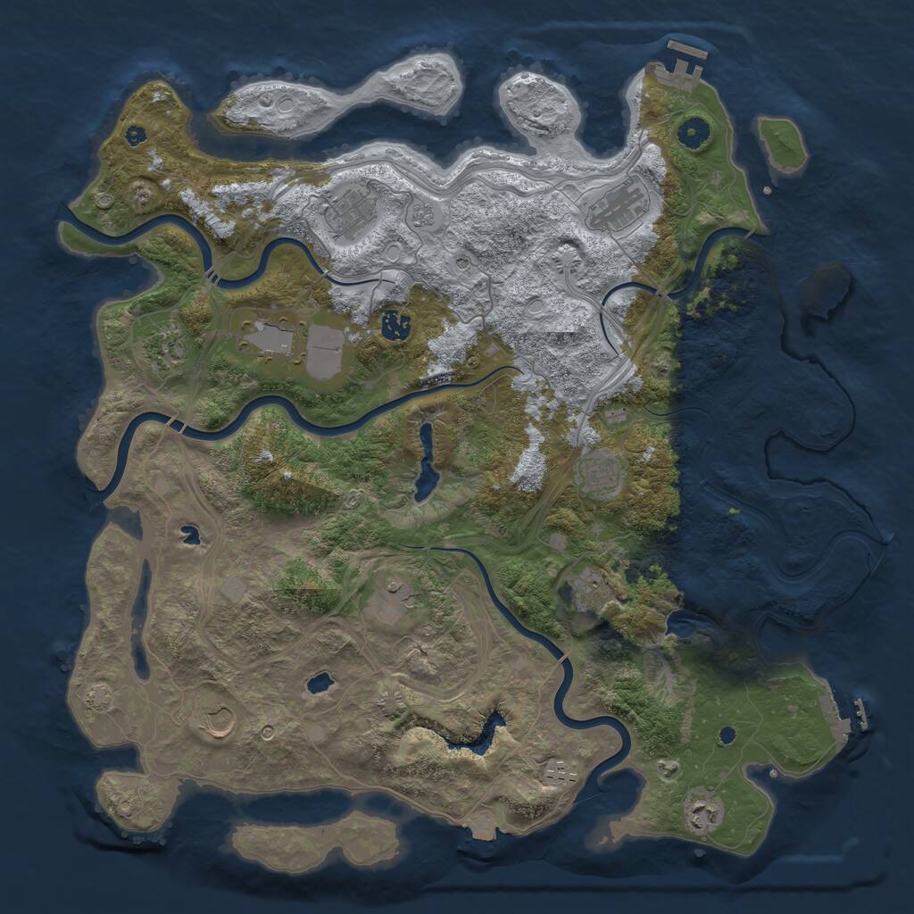 Rust Map: Procedural Map, Size: 4500, Seed: 701267160, 17 Monuments