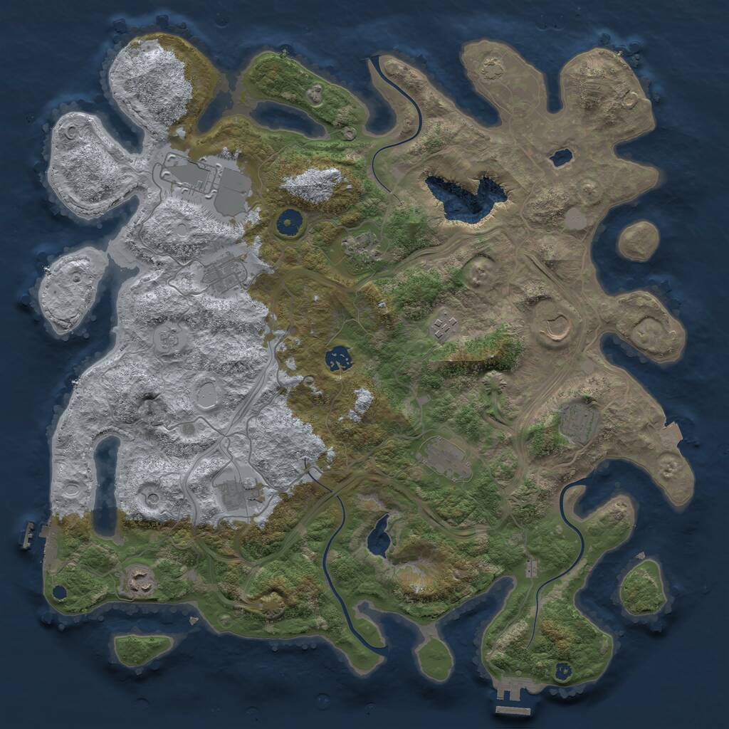 Rust Map: Procedural Map, Size: 4250, Seed: 774477, 16 Monuments