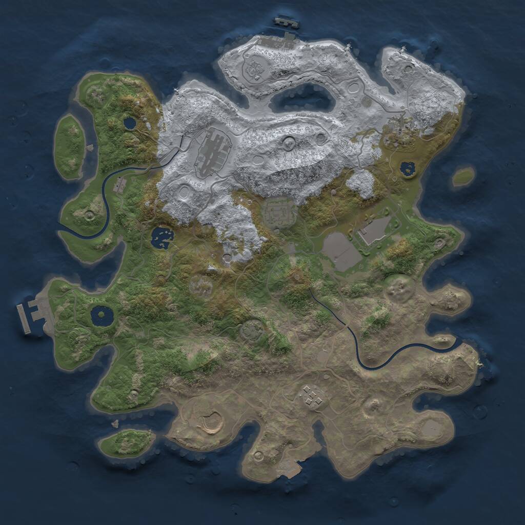 Rust Map: Procedural Map, Size: 3500, Seed: 727627778, 13 Monuments