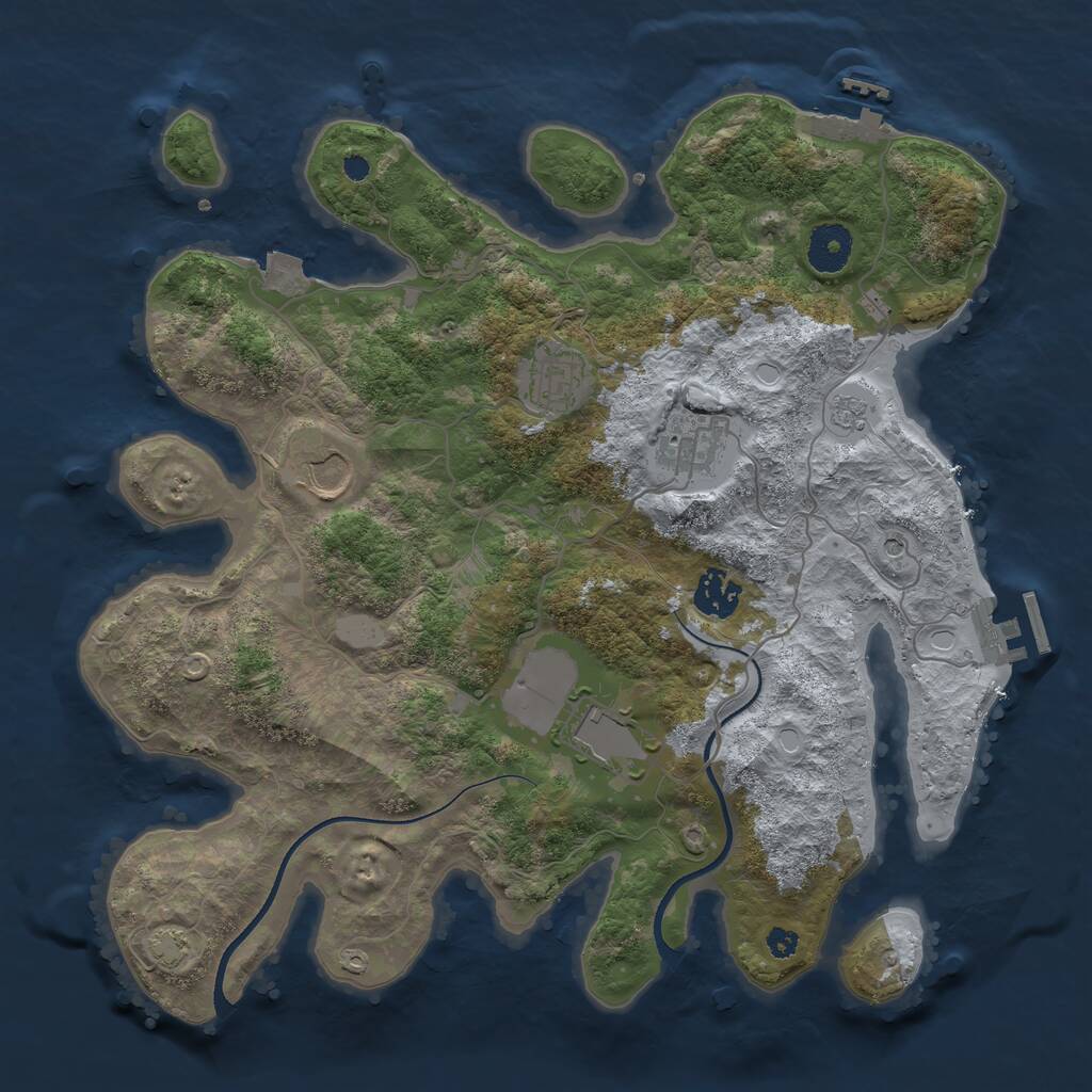 Rust Map: Procedural Map, Size: 3500, Seed: 1614450428, 11 Monuments