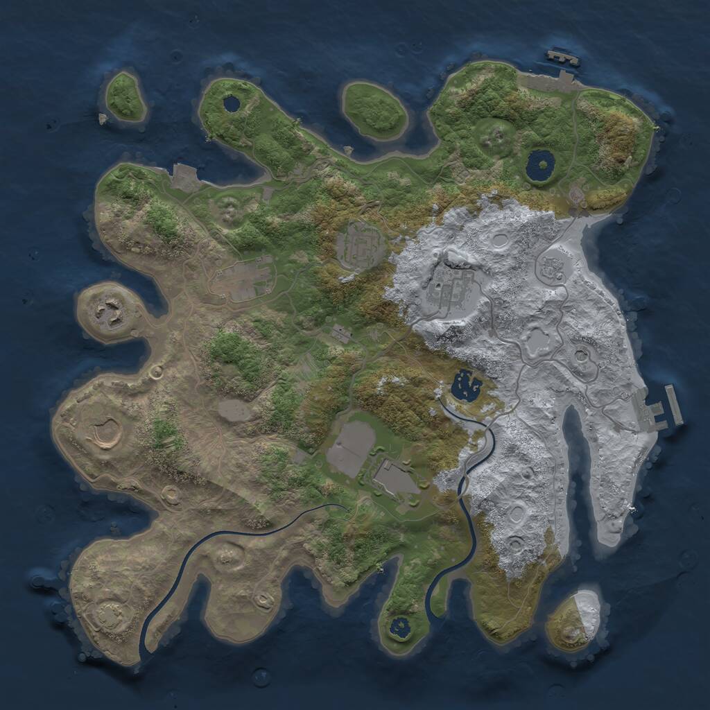 Rust Map: Procedural Map, Size: 3500, Seed: 1614450428, 13 Monuments