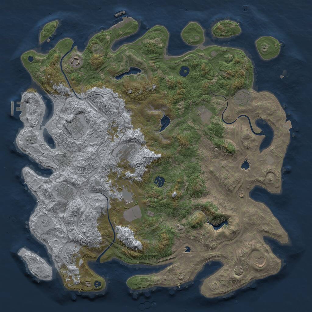 Rust Map: Procedural Map, Size: 4500, Seed: 1868015064, 17 Monuments