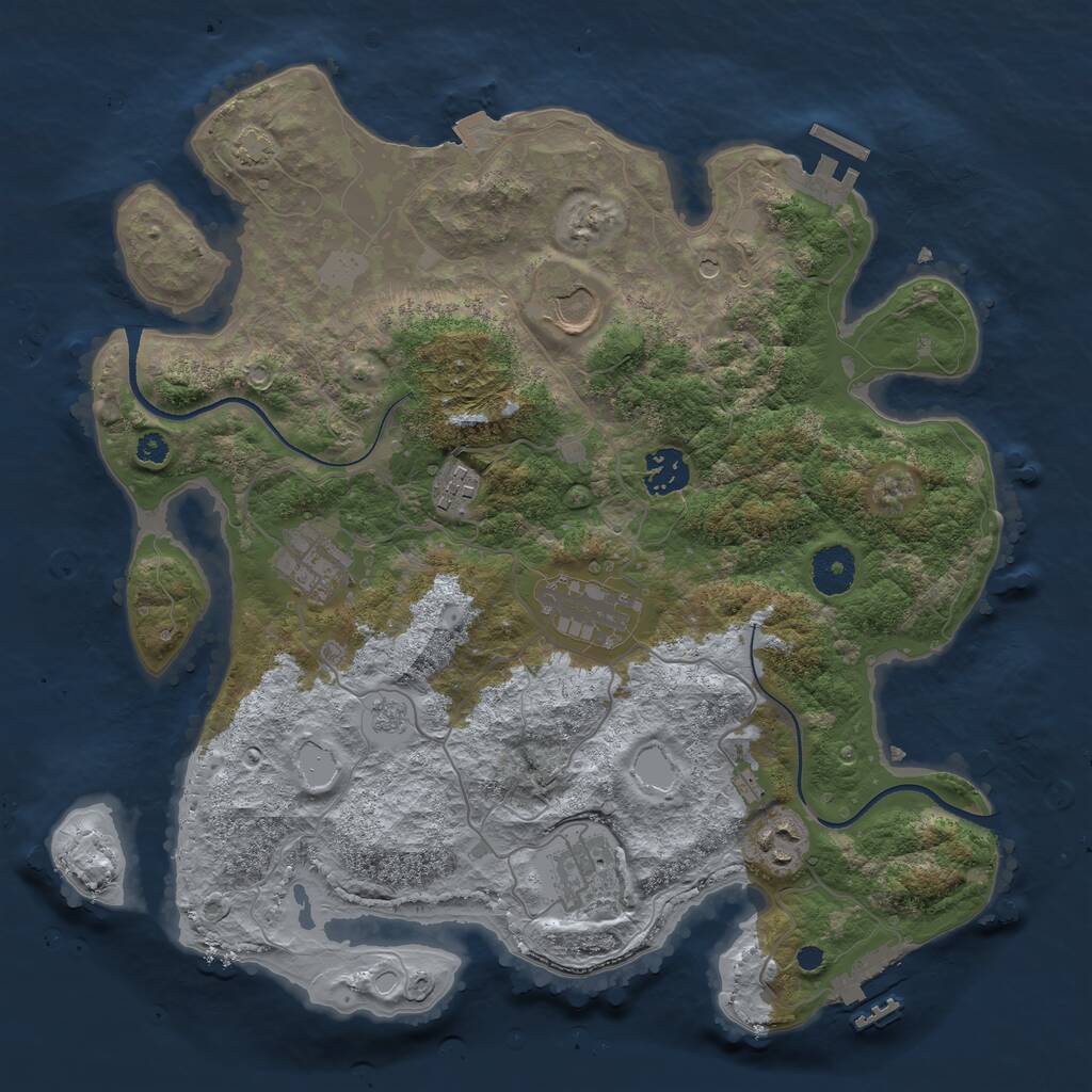 Rust Map: Procedural Map, Size: 3500, Seed: 827391378, 13 Monuments