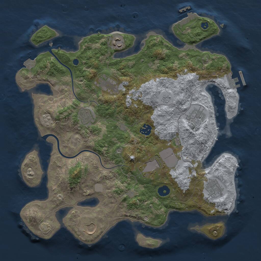 Rust Map: Procedural Map, Size: 3500, Seed: 378402056, 15 Monuments