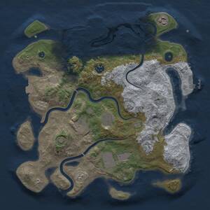 Thumbnail Rust Map: Procedural Map, Size: 3500, Seed: 378402056, 13 Monuments