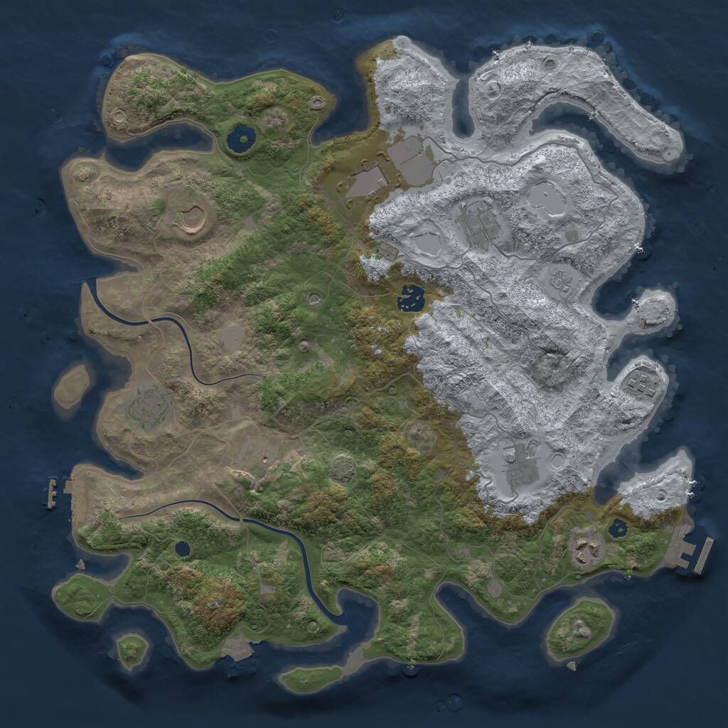 Rust Map: Procedural Map, Size: 3900, Seed: 500736106, 15 Monuments