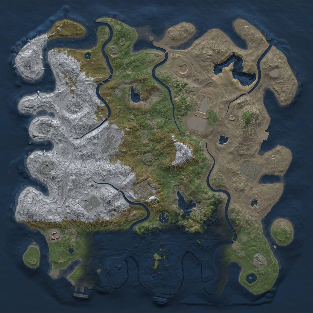 Rust Map: Procedural Map, Size: 4500, Seed: 553852365, 16 Monuments