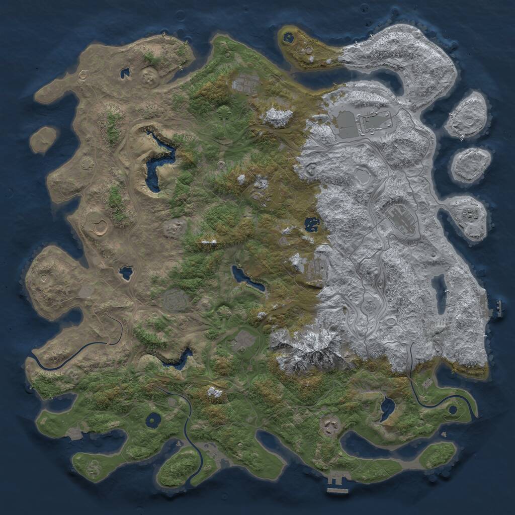 Rust Map: Procedural Map, Size: 5000, Seed: 1928, 17 Monuments