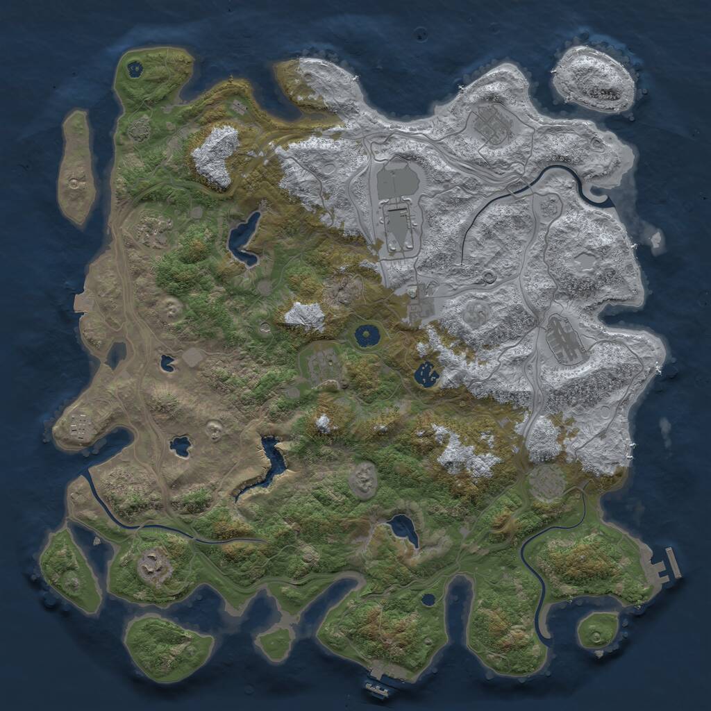 Rust Map: Procedural Map, Size: 4500, Seed: 1281882755, 16 Monuments