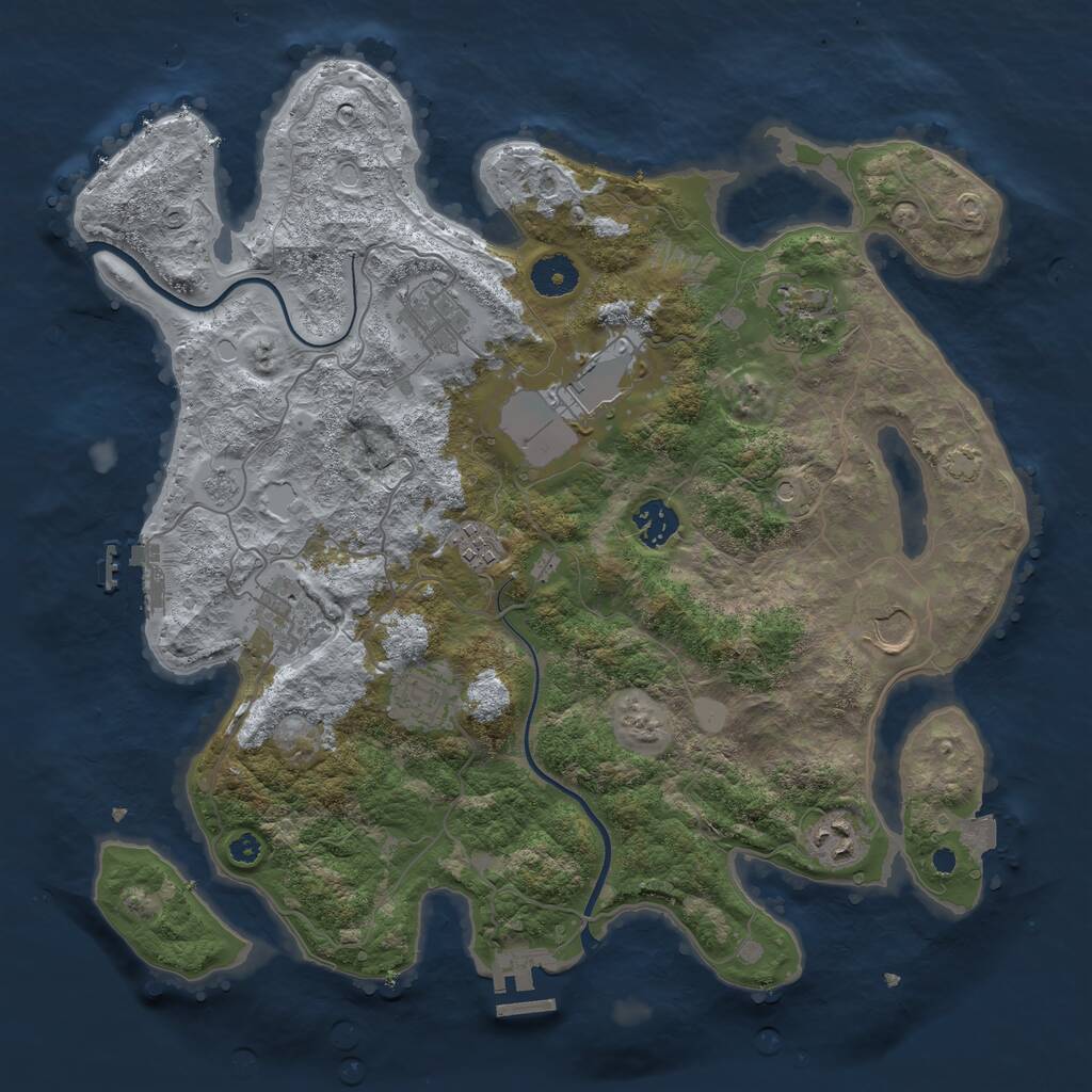 Rust Map: Procedural Map, Size: 3700, Seed: 1607239562, 15 Monuments