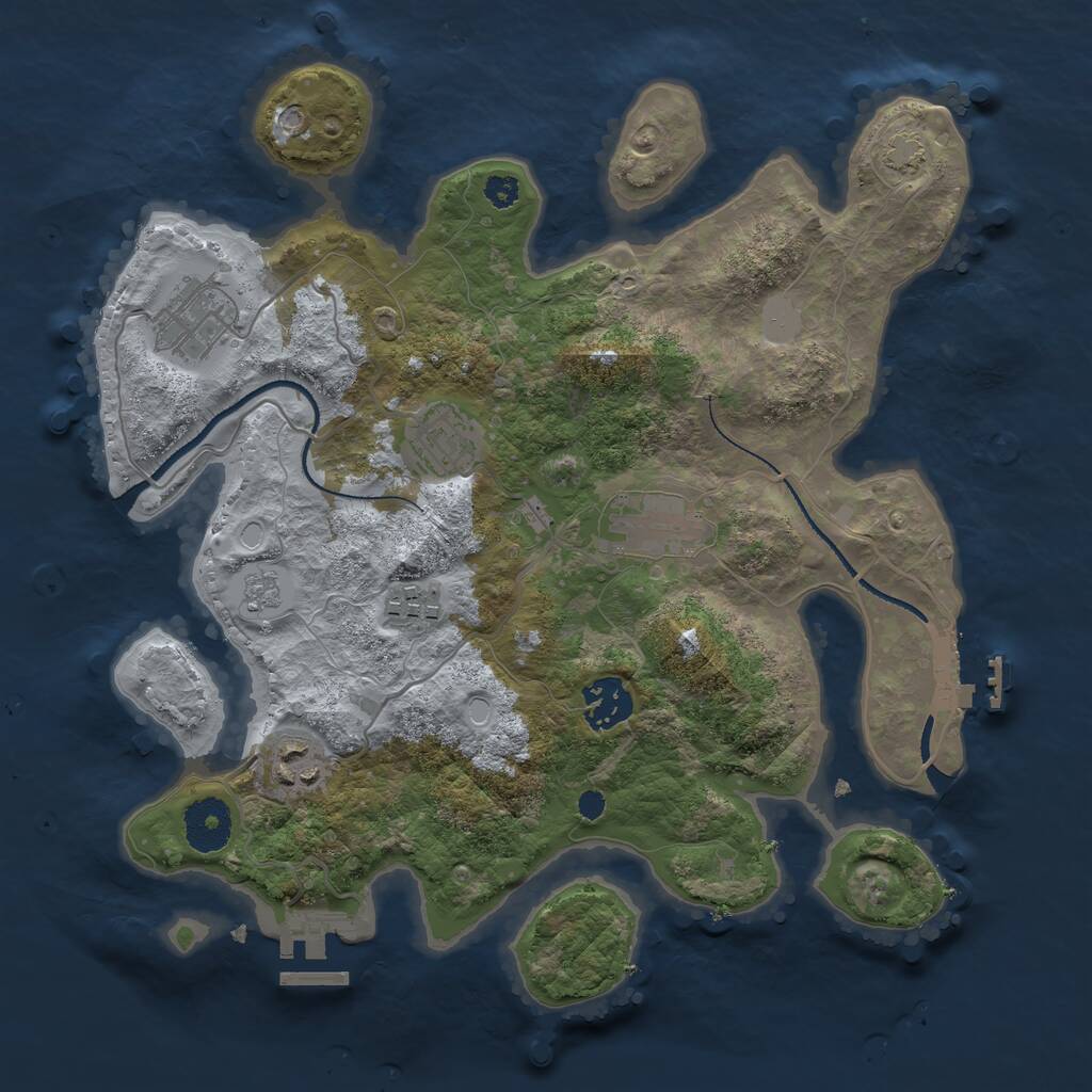 Rust Map: Procedural Map, Size: 3200, Seed: 852891, 11 Monuments