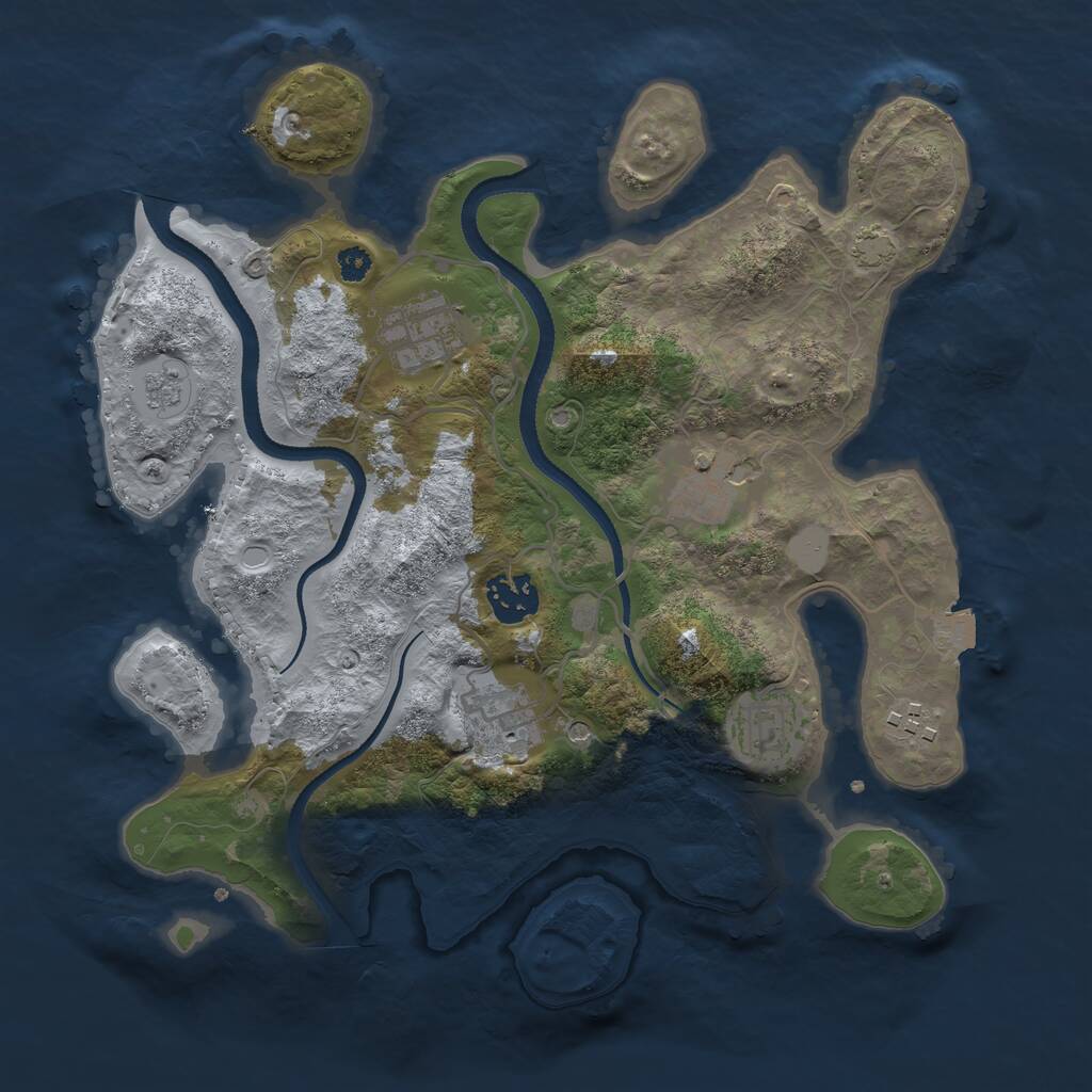 Rust Map: Procedural Map, Size: 3200, Seed: 852891, 10 Monuments