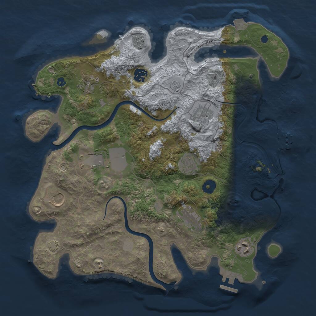 Rust Map: Procedural Map, Size: 3500, Seed: 2023542718, 15 Monuments