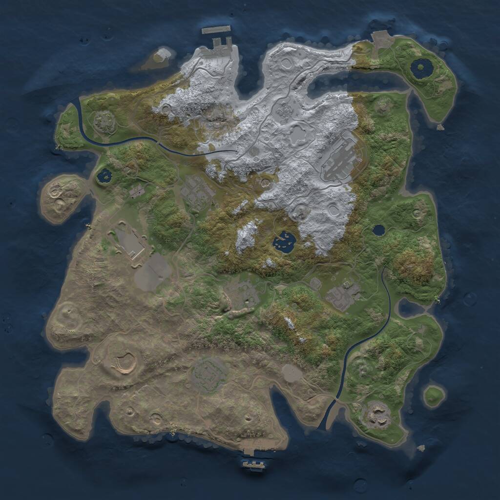 Rust Map: Procedural Map, Size: 3500, Seed: 2023542718, 15 Monuments