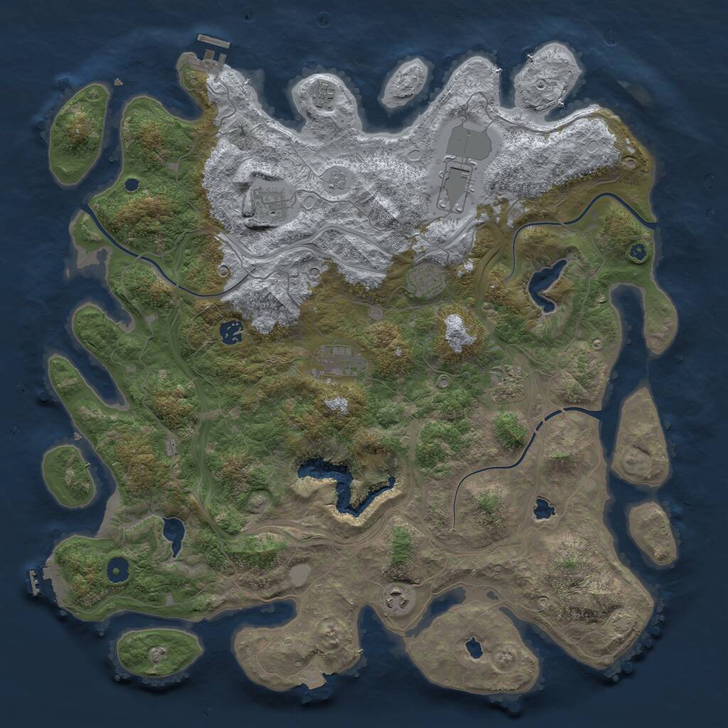 Rust Map: Procedural Map, Size: 4500, Seed: 1064423463, 14 Monuments